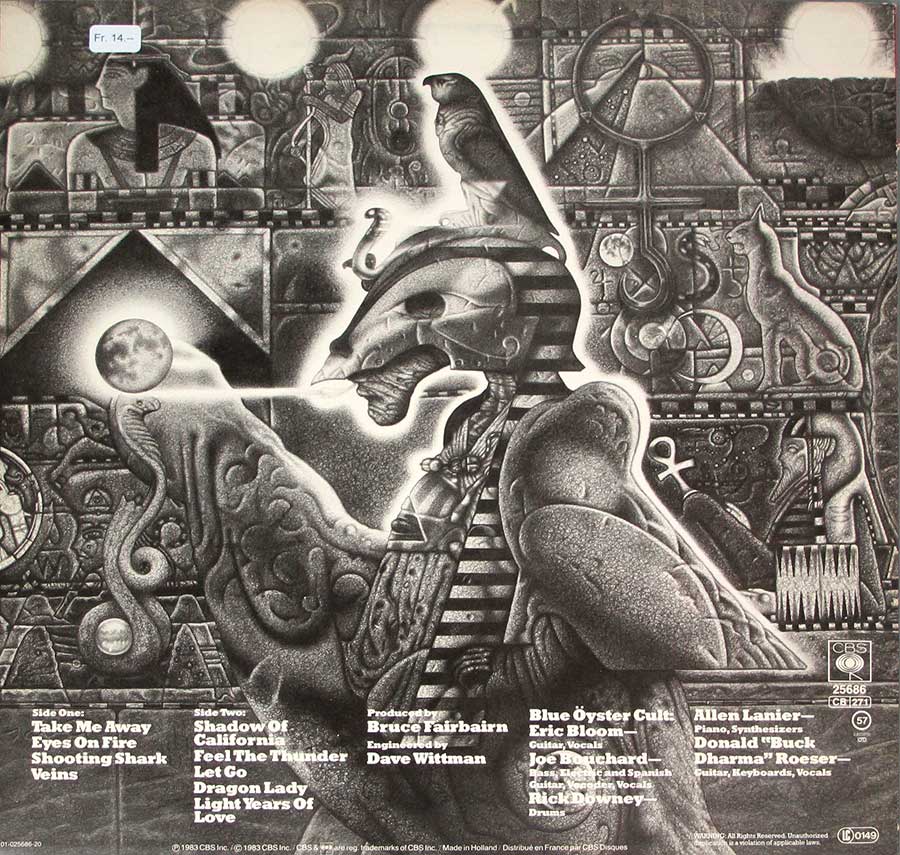 BLUE ÖYSTER CULT - The Revolution By Night 12" Vinyl LP Album back cover