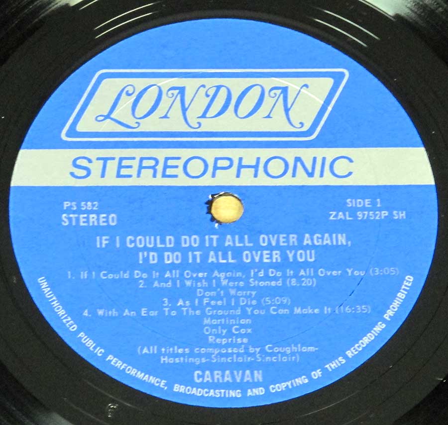 Close up of record's label CARAVAN - If I could do it all over again, I'll do it all over you Side Two