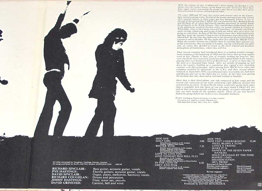 Photo of the right page inside cover CARAVAN - In The Land Of Grey And Pink 