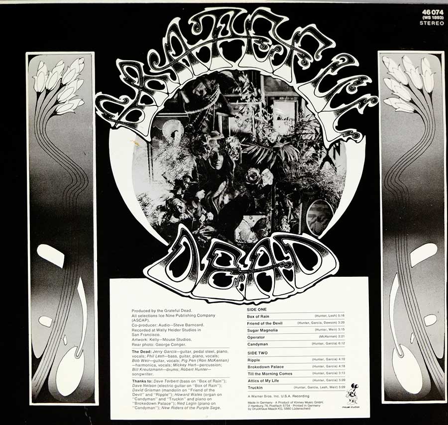 Photo of album back cover GRATEFUL DEAD - American Beauty German Release 12" LP Vinyl Album