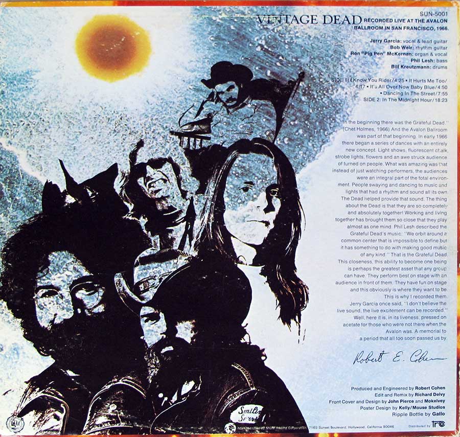 Photo of album back cover GRATEFUL DEAD - Vintage Dead Original Sunflower Records 12" LP Vinyl Album