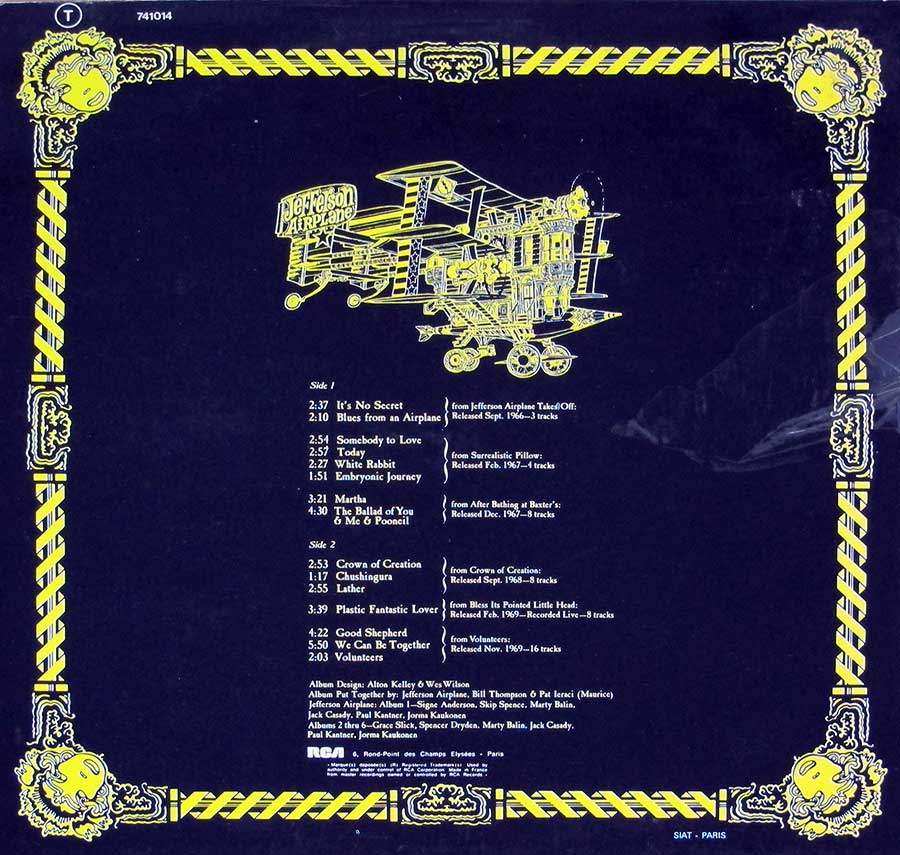 JEFFERSON AIRPLANE - Worst Of Jefferson Airplane 12" LP Vinyl Album
 back cover