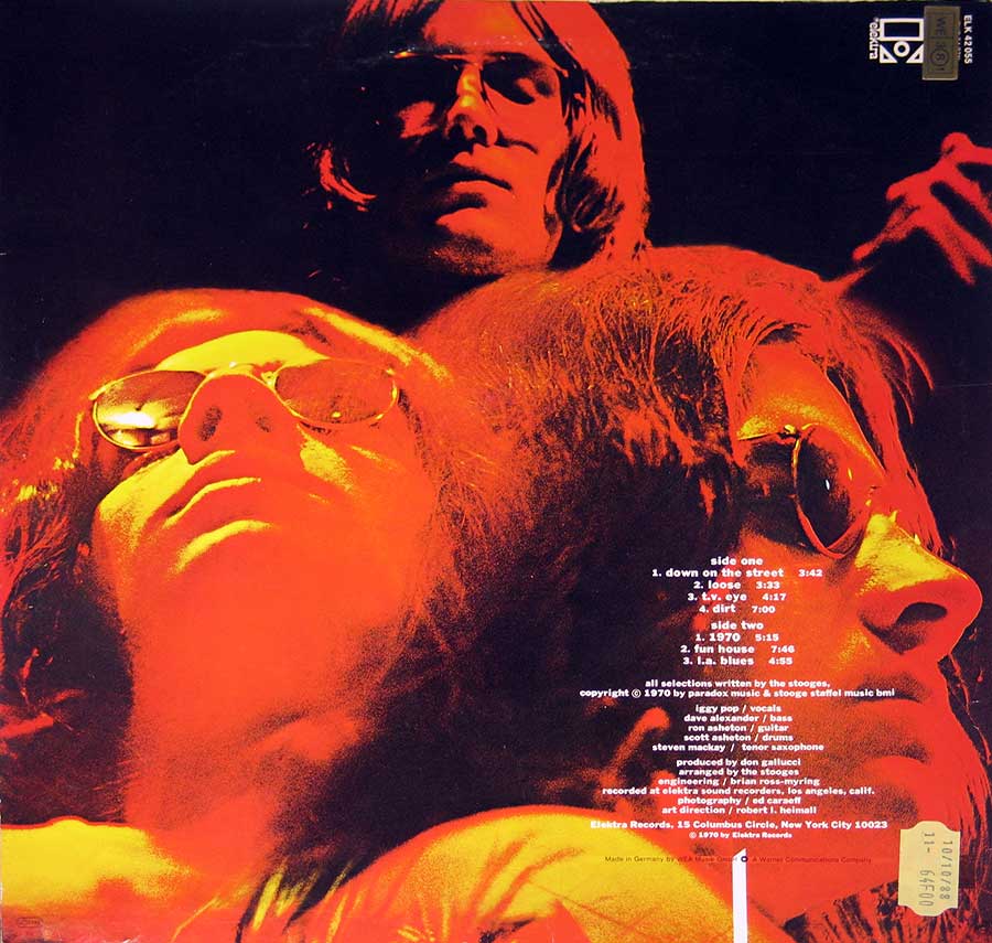STOOGES - Fun House with Iggy Pop/Stooge 12" Vinyl LP Album back cover