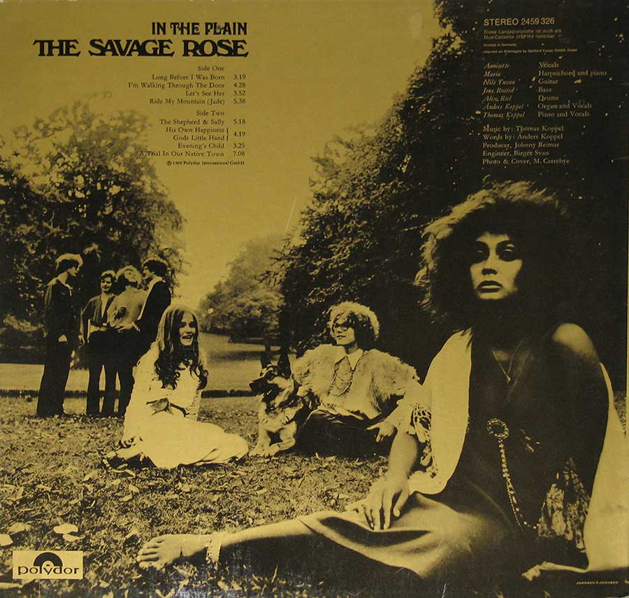 Photo of album back cover SAVAGE ROSE - In The Plain 12" Vinyl LP Album 