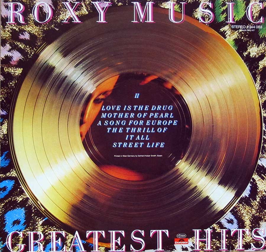 ROXY MUSIC Greatest Hits 12" LP Vinyl Album album back cover