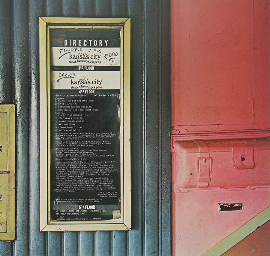 Photo of album back cover VELVET UNDERGROUND - Live At Max's Kansas City 12" Vinyl LP Album