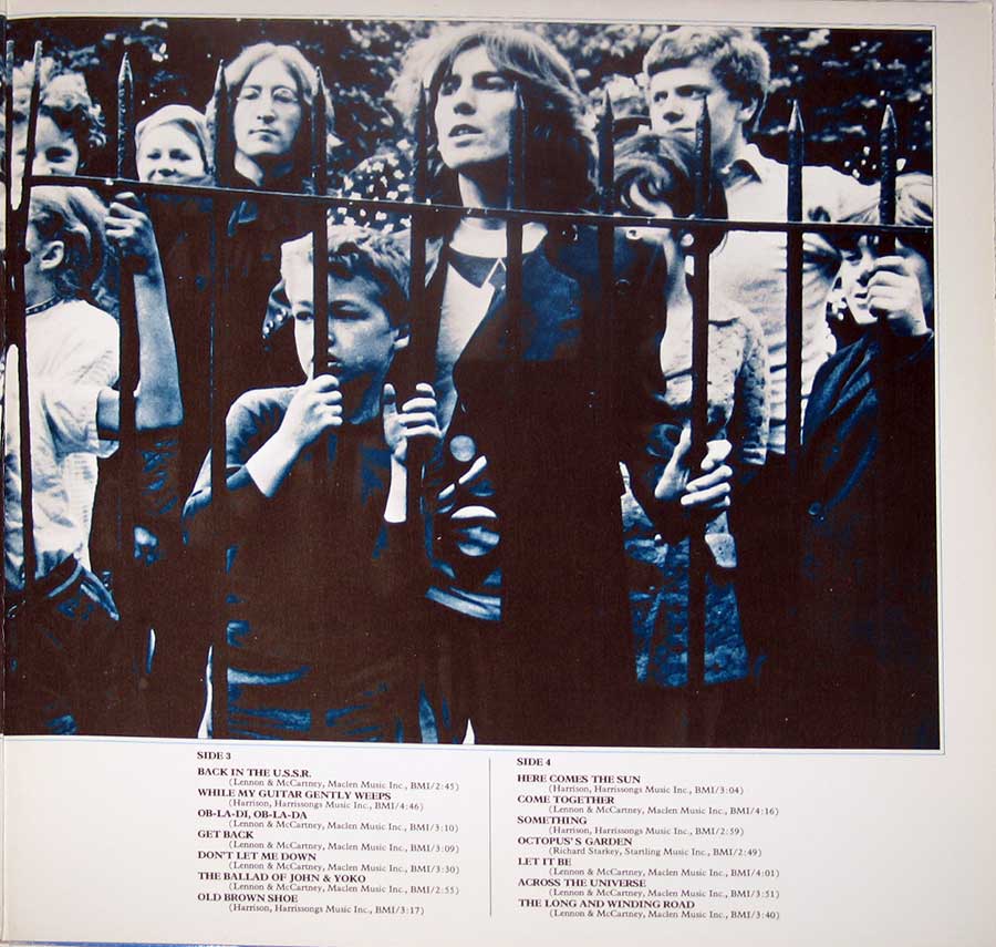 Photo of the right page inside cover BEATLES 1967-1970 Blue Cover Canada 12" Vinyl LP Album 
