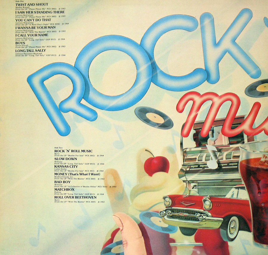 Photo of the left page inside cover BEATLES - Rock and Roll Music UK Release 12" Vinyl LP Album 