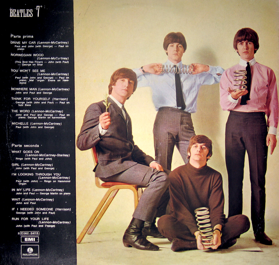 Photo of album back cover BEATLES Rubber Soul Italy 12" Vinyl LP Album