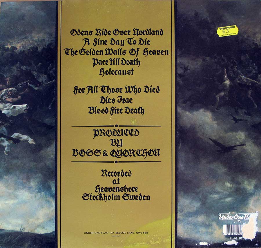 Album Back Cover  Photo of "BATHORY - Blood Fire Death FOC Gatefold"