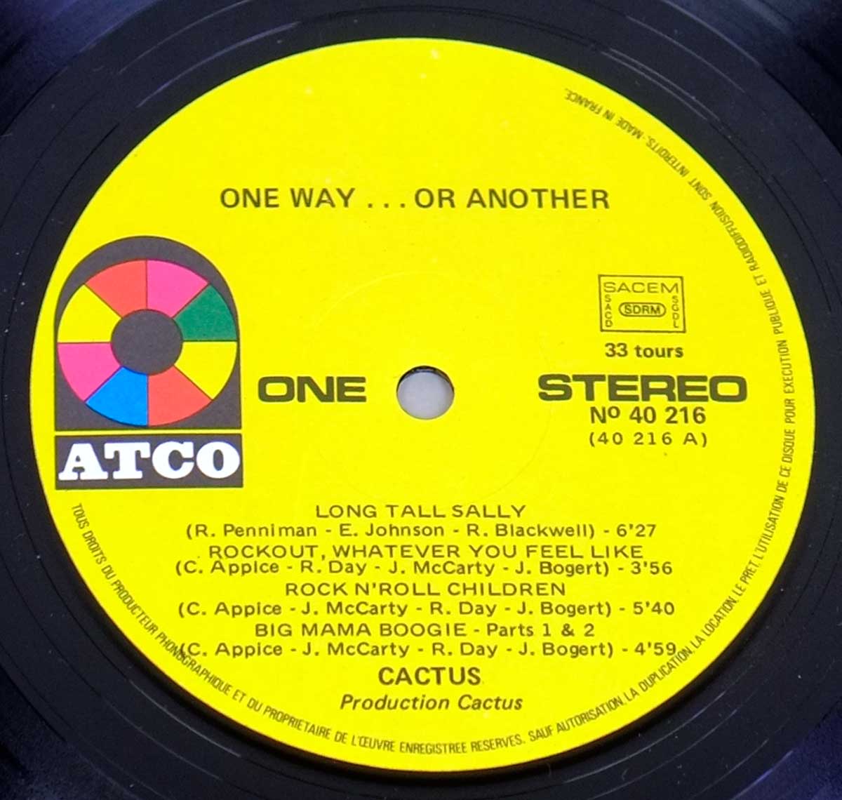 Close up Photo of Cactus One Way Or Another Record Label