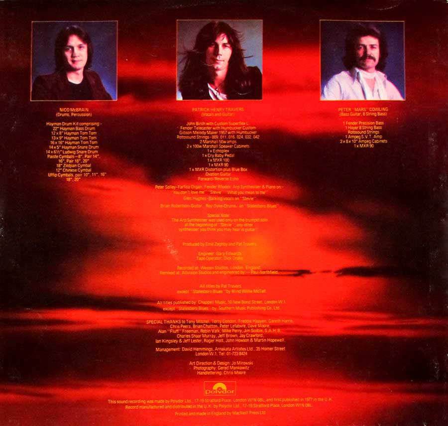 Photo Two of the original custom inner sleeve  PAT TRAVERS - Makin' Magic Orig UK 12" Vinyl LP Album 