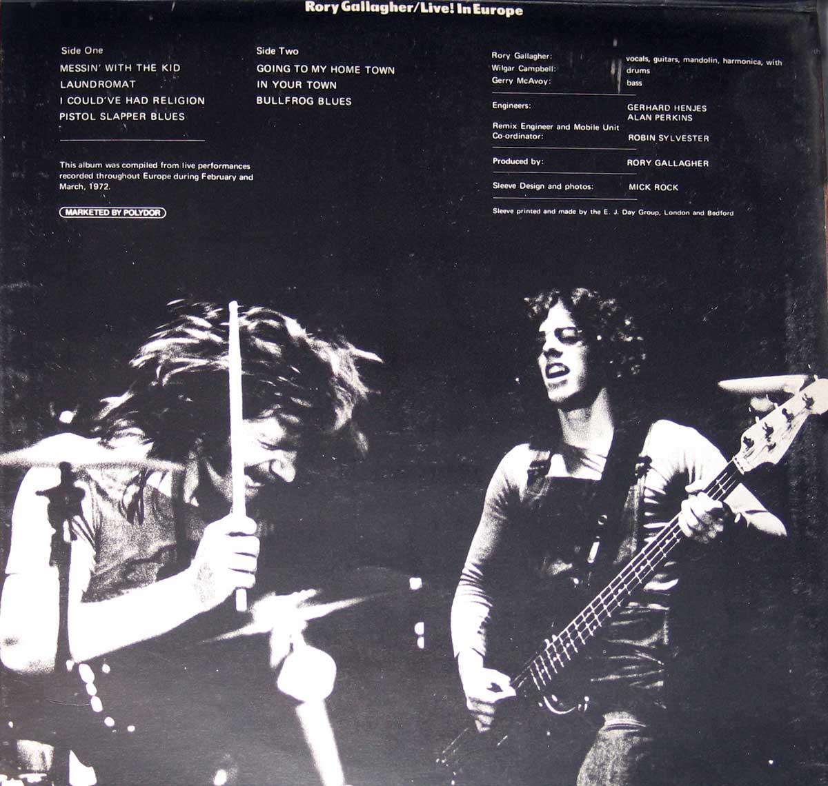 Photo of Rory Gallagher and his band performing live 