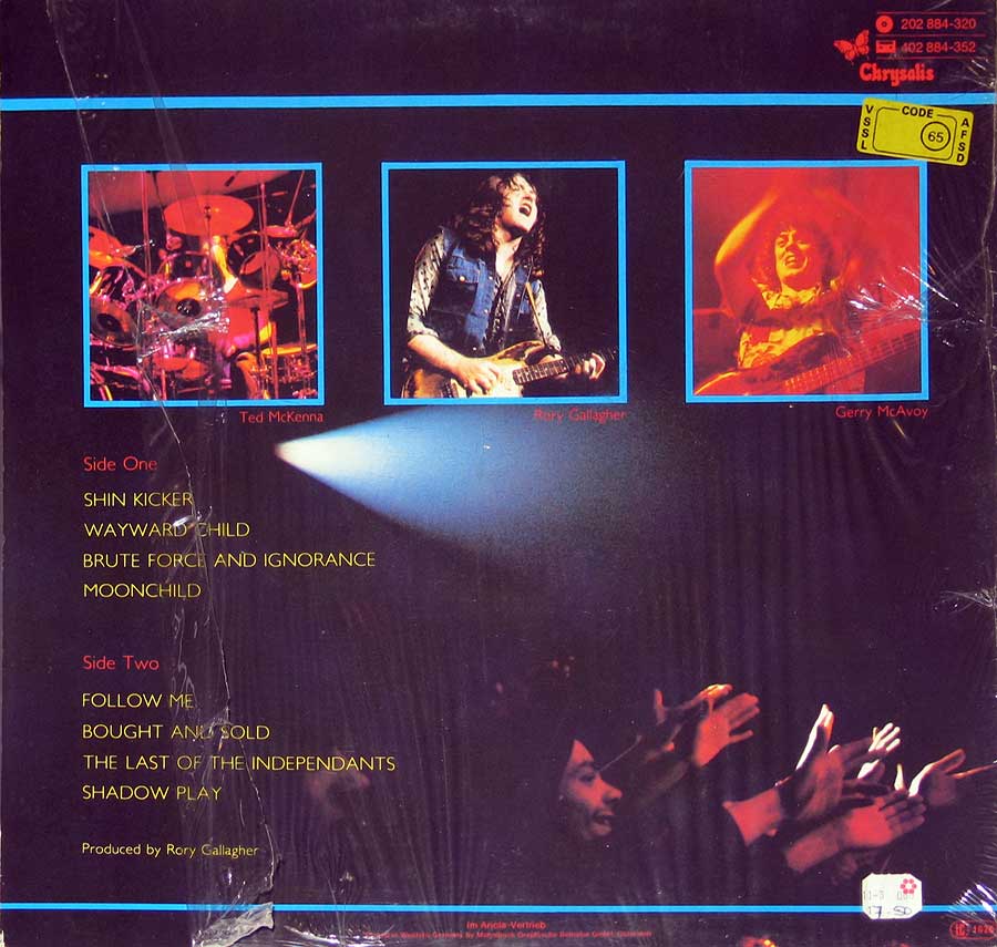 RORY GALLAGHER Stage Struck Recorded Live 12" Vinyl LP Album album back cover