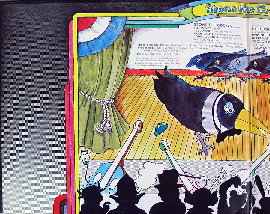 Photo of the left page inside cover STONE THE CROWS  - Self-Titled Gatefold Album Cover 