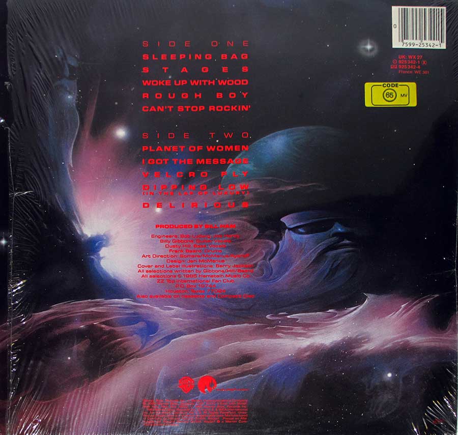 ZZ TOP - Afterburner - American Blues-rock 12" Vinyl LP Album album back cover