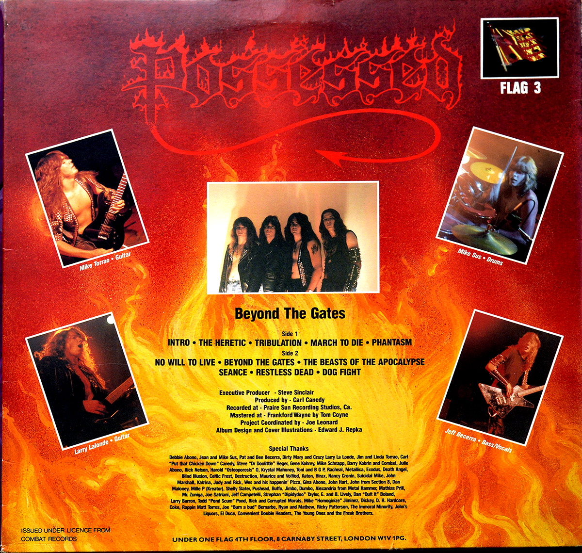 POSSESSED - Beyond the Gates Gatefold Gimmick Cover 12" Vinyl LP Album  back cover