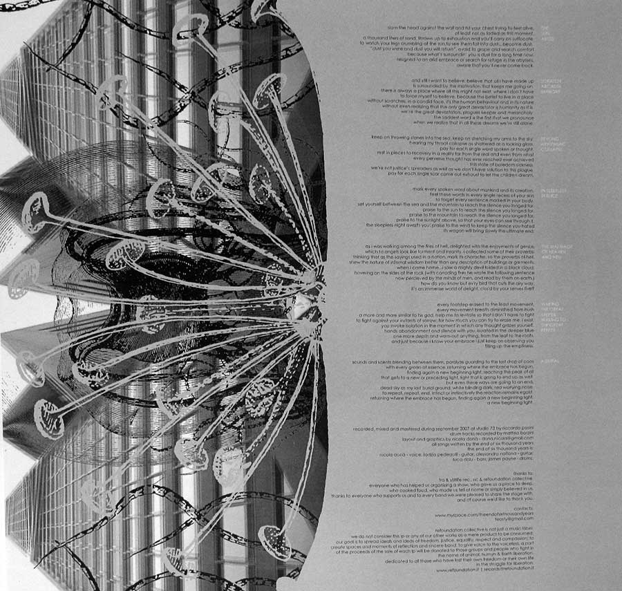 THE END OF SIX THOUSAND YEARS - I§olation Lyrics Insert 12" Vinyl LP Album
 custom inner sleeve