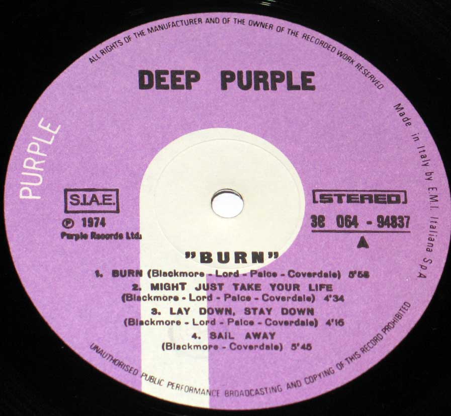 High Resolution #3 Photo DEEP PURPLE Burn Italy 