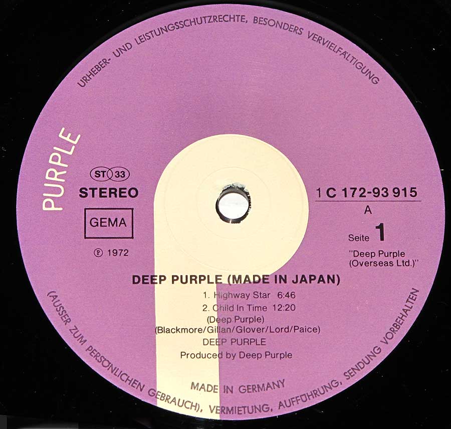 High Resolution #5 Photo DEEP PURPLE Made In Japan Germany 
