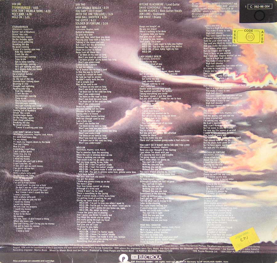 High Resolution #2 Photo DEEP PURPLE Stormbringer Import Germany 