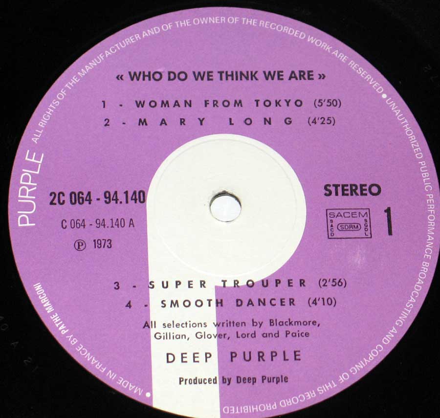 High Resolution Photo Deep Purple Who Do We Think We Are France 