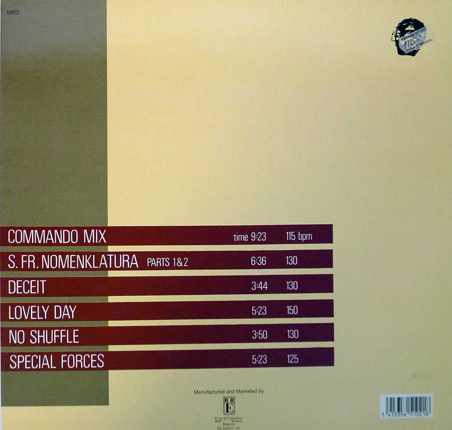 FRONT 242 - No Comment 12" LP VINYL Album back cover