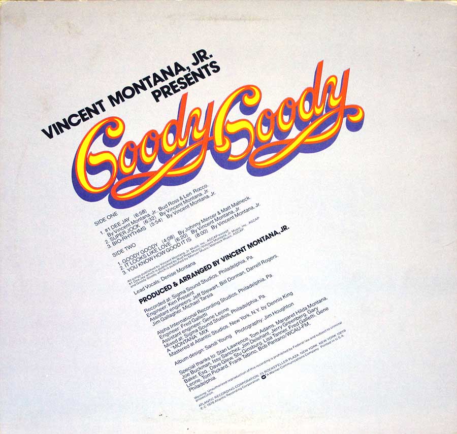 Photo of album back cover VICTOR MONTANA presents Goody Goody