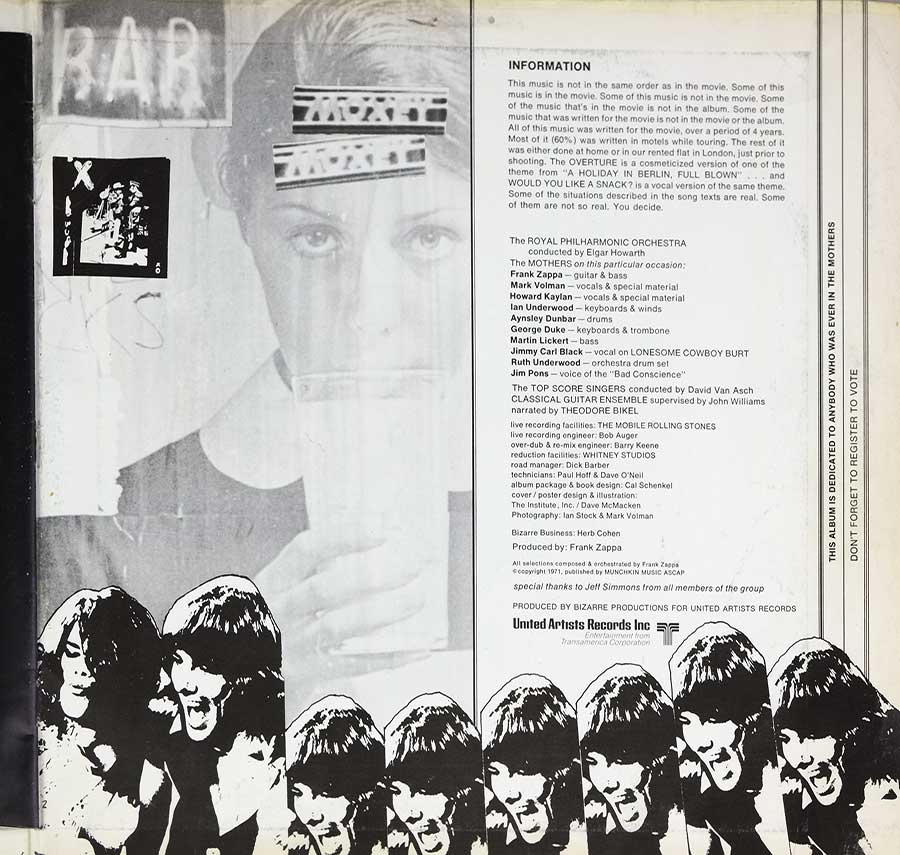 FRANK ZAPPA - 200 Motels GateFold Cover 12" 2LP VINYL Album inner gatefold cover