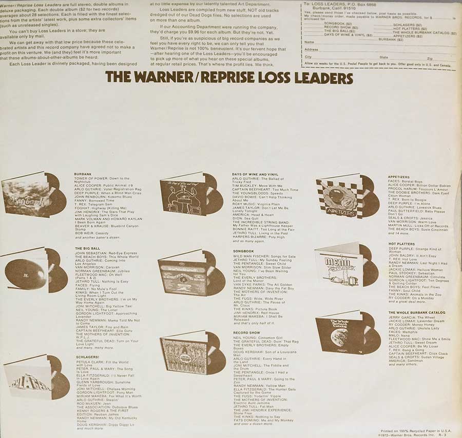 Photo One Of The Original Custom Inner Sleeve MOTHERS OF INVENTION BURNT WEENY SANDWICH USA RS 6370 BLUE BIZARRE FOC 