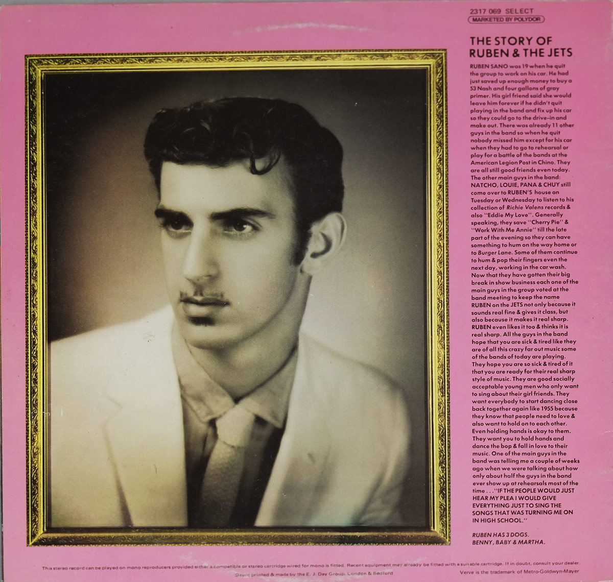 Photo of album back cover MOTHERS OF INVENTION - CRUISING WITH RUBEN & THE JETS UK