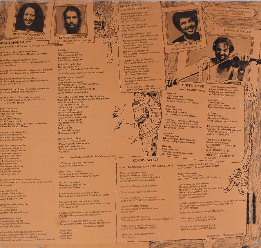 Photo of the right page inside cover MOTHERS OF INVENTION - Over-Nite Sensation 