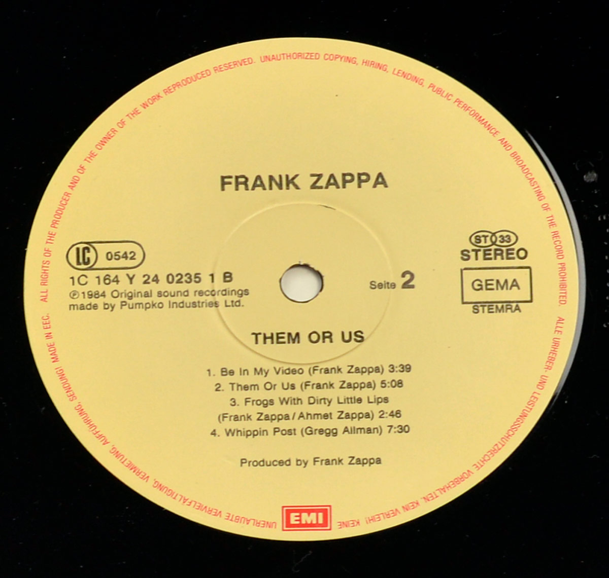 FRANK ZAPPA - Them Or Us European Release Gatefold 12" Vinyl LP Album  vinyl lp record 