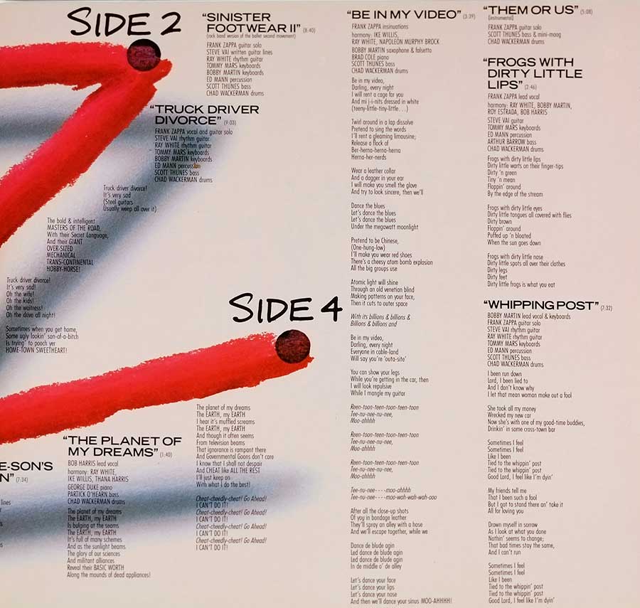 FRANK ZAPPA - Them Or Us France Release Gatefold 12" 2LP VINYL Album
 inner gatefold cover