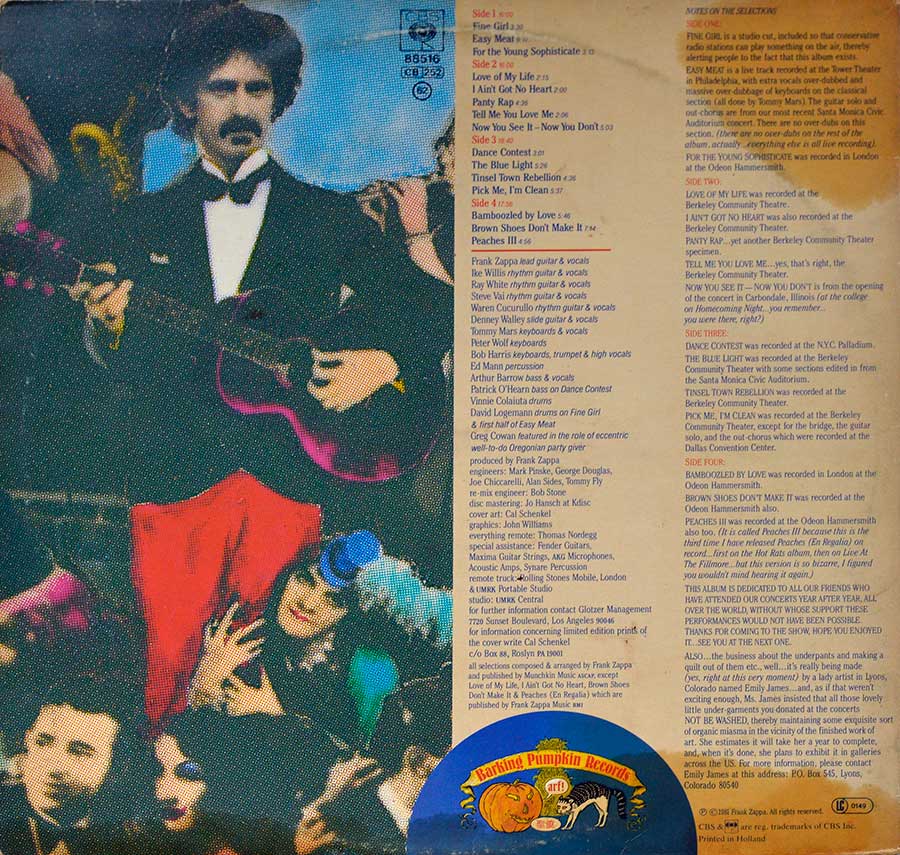 Photo of album back cover FRANK ZAPPA - Tinsel Town Rebellion