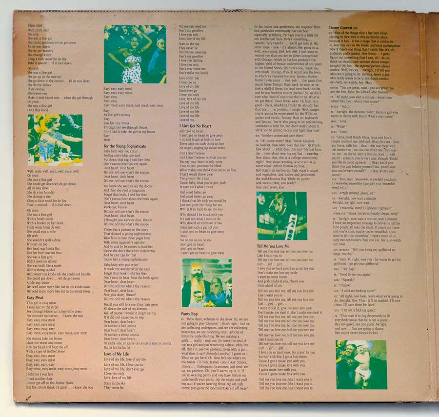 Photo of the left page inside cover FRANK ZAPPA - Tinsel Town Rebellion 