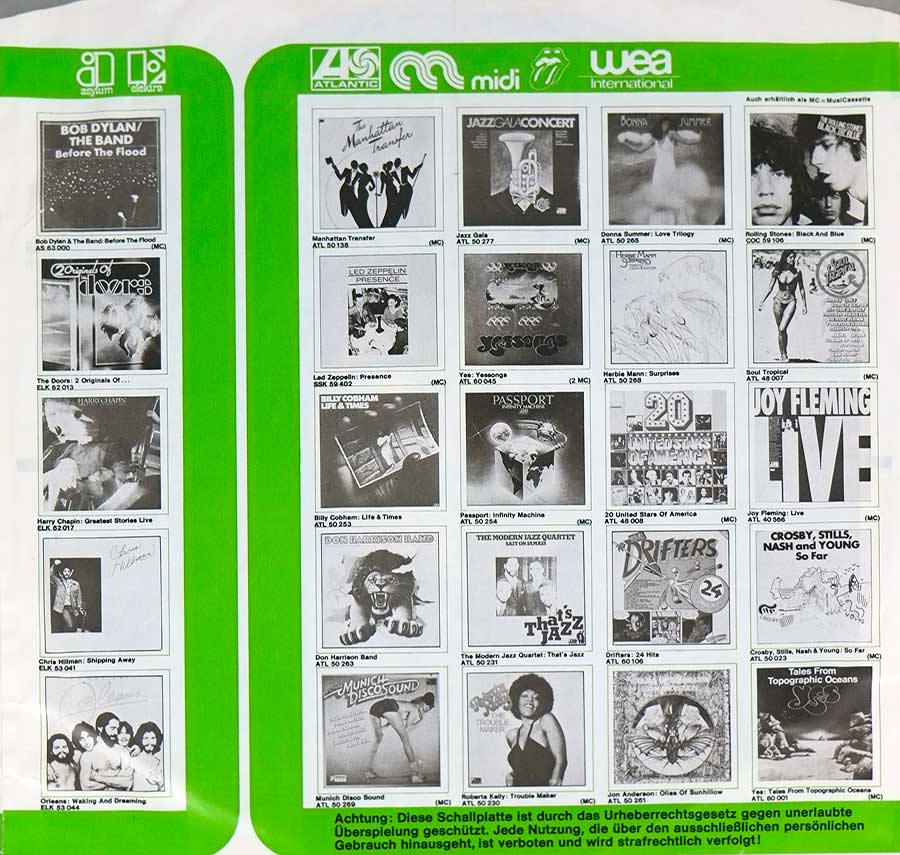 FRANK ZAPPA - Zoot Allures Germany Release 1976 12" LP VINYL  custom inner sleeve