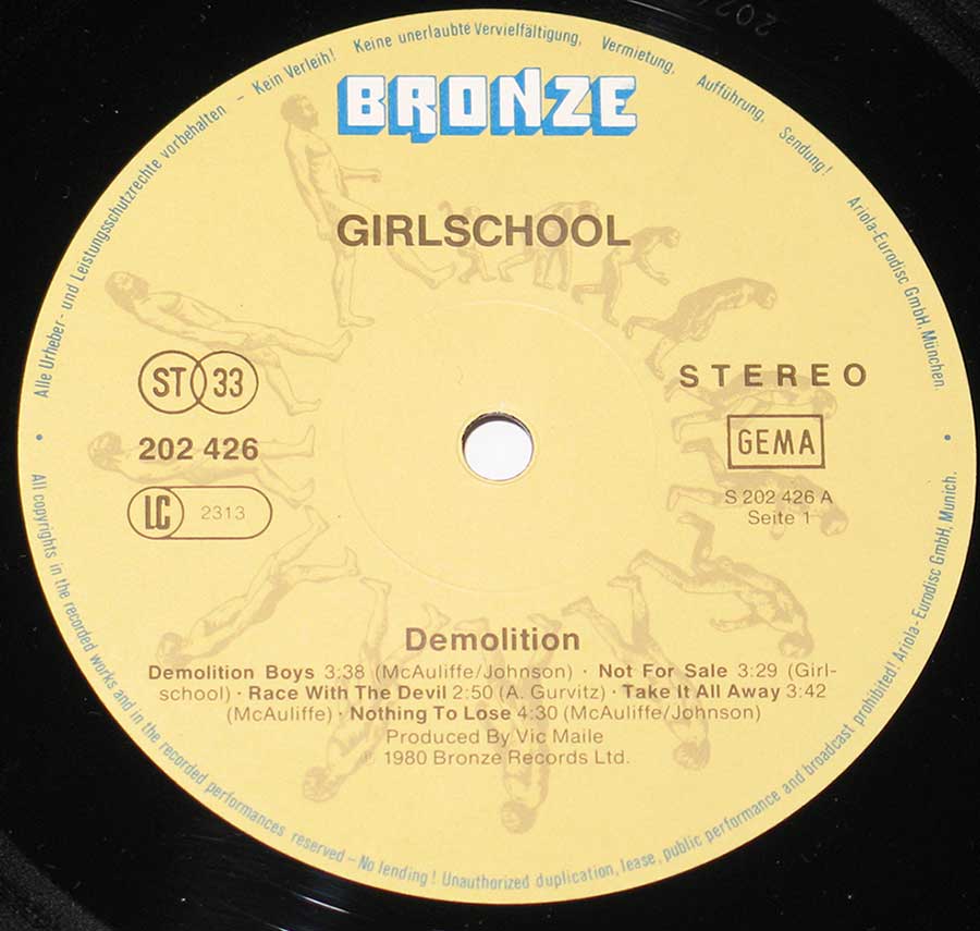 Close up of Side One GIRLSCHOOL - Demolition 