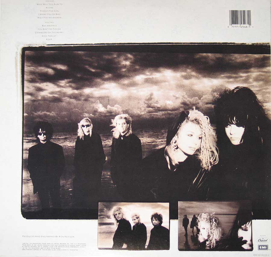 HEART BAD - Animals Canada Release 12" Vinyl LP Album album back cover