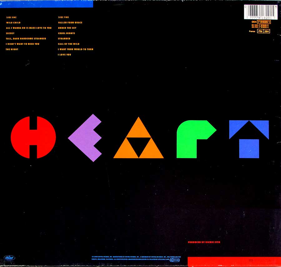 HEART - Brigade with Ann & Nancy Wilson 12" Vinyl LP Album back cover