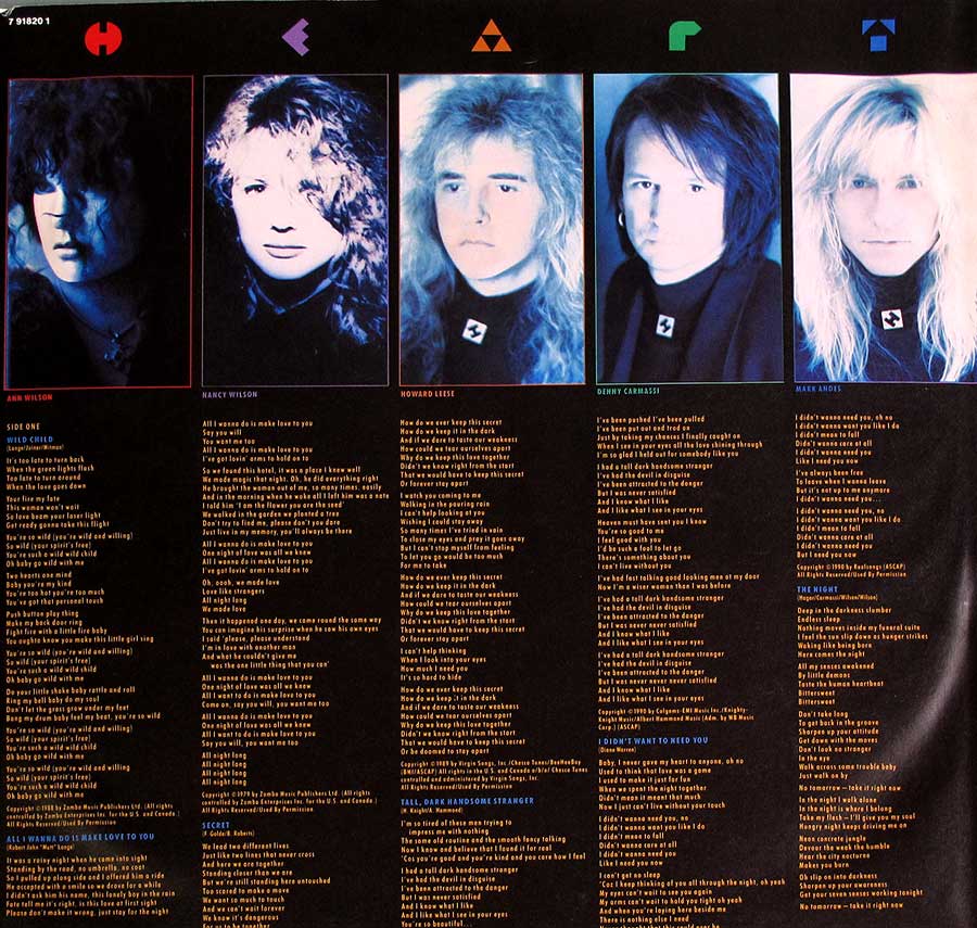 Portrait photos of the HEART band-members 