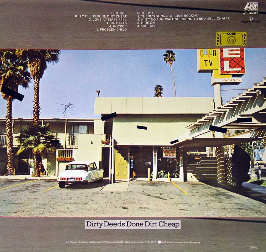 Photo of album back cover AC/DC - Dirty Deeds Done Dirt Cheap (Germany) 