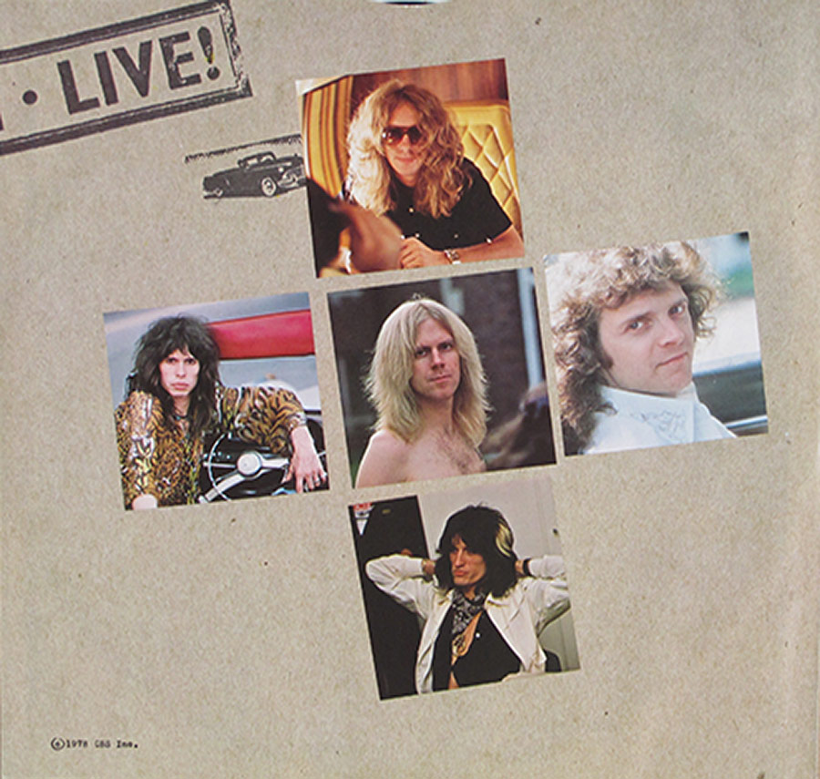 Photo card with Aerosmith band-members  
