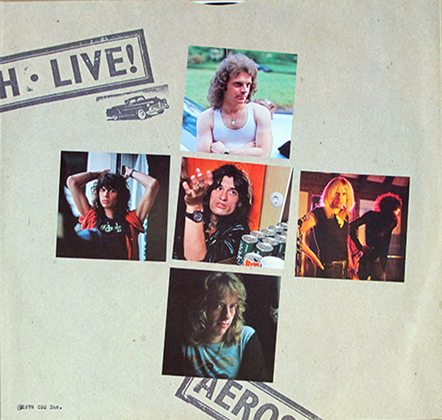 Photo card with Aerosmith band-members  
