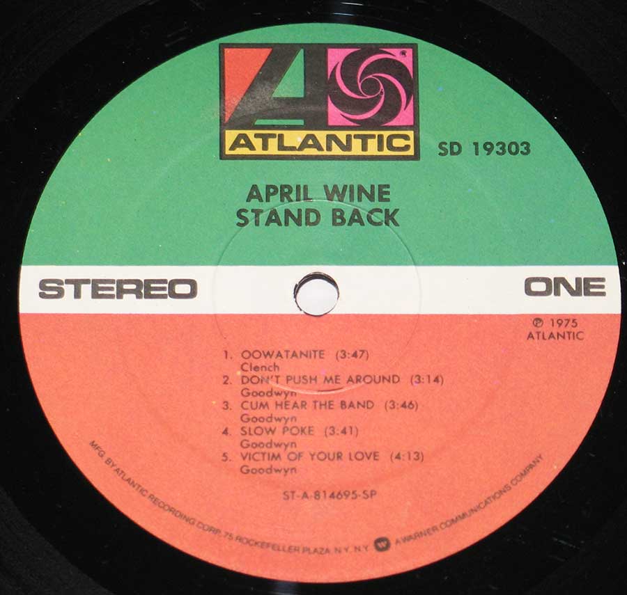 Close-up Photo of "Stand Back" Record Label  