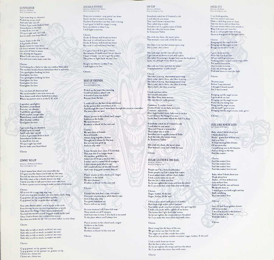 Photo of album back cover DANGEROUS TOYS - Hellacious Acres 