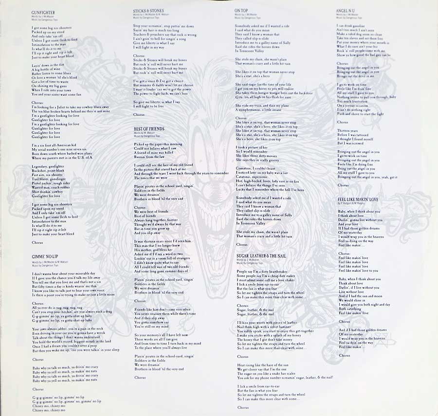 Photo of album back cover DANGEROUS TOYS - Hellacious Acres 