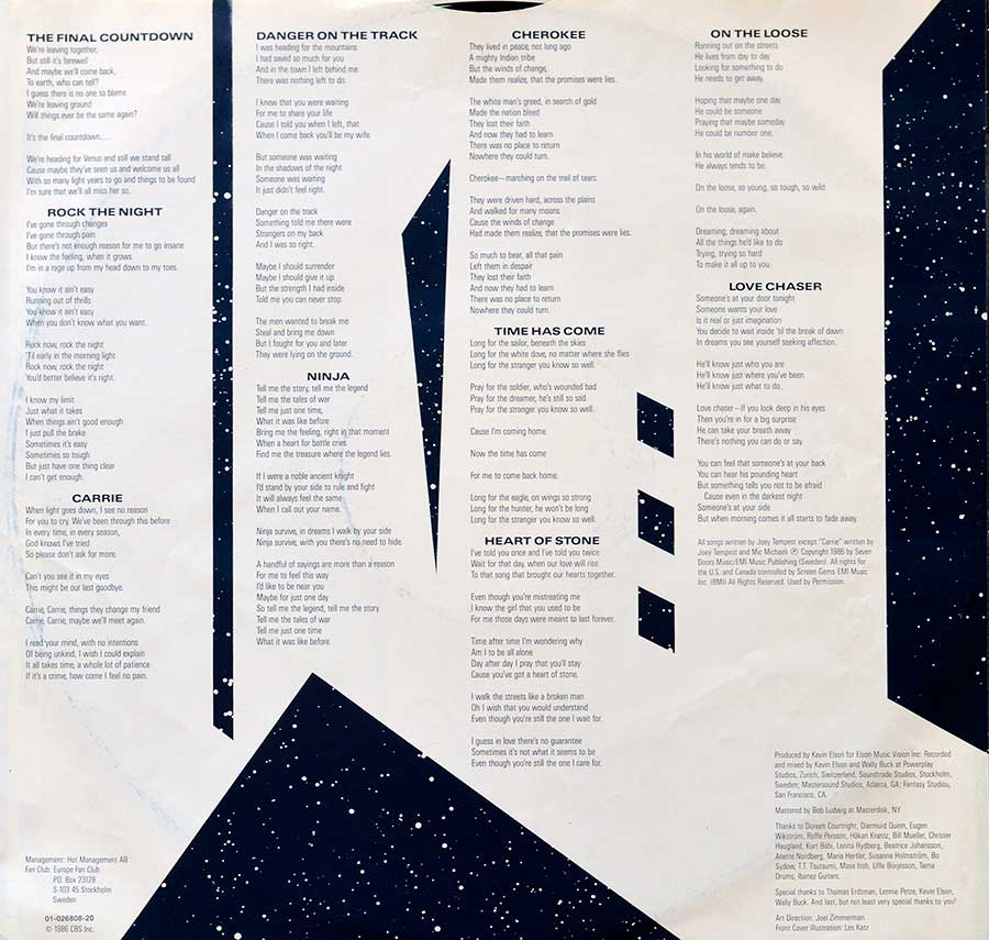 Photo of the custom inner sleeve Europe - Final Countdown 