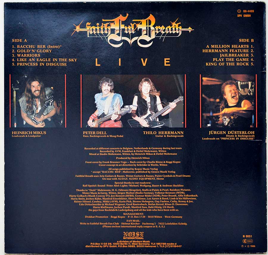 Photo of album back cover FAITHFUL BREATH - Live (incl OIS)  