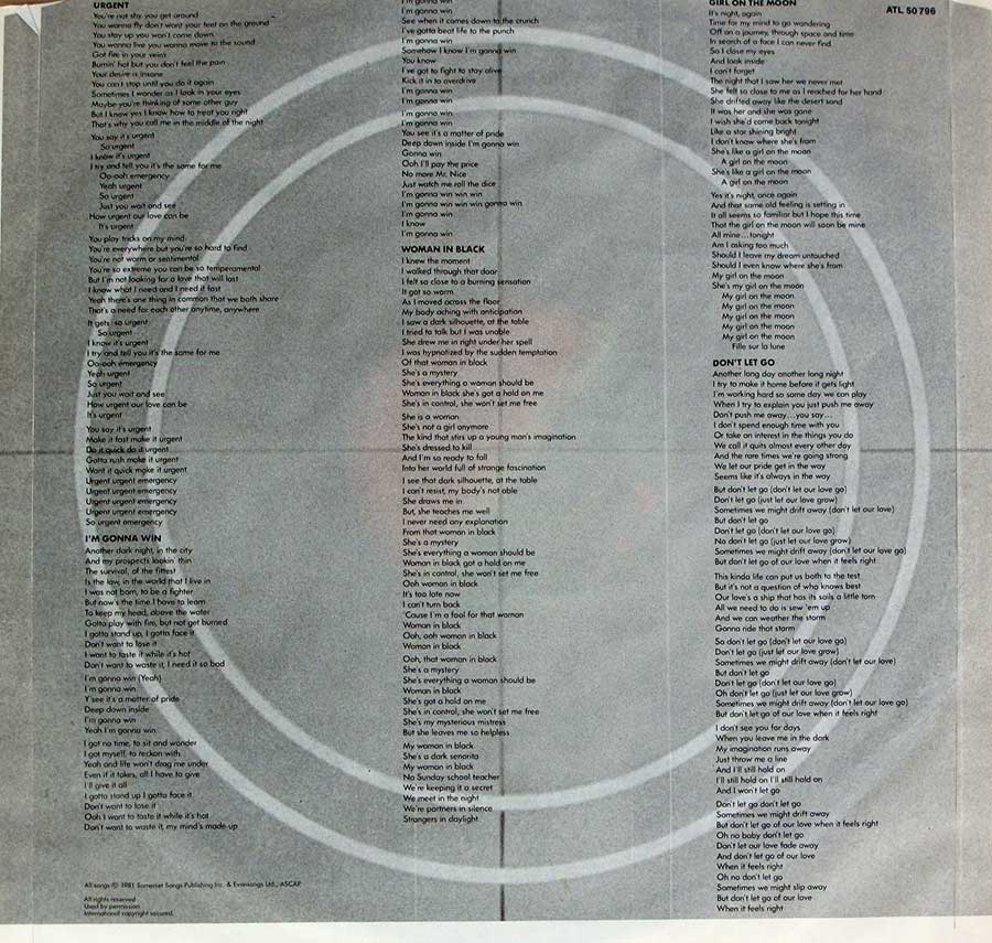 FOREIGNER - 4 Four Atlantic ATL 50 796 12" LP VINYL custom inner sleeve